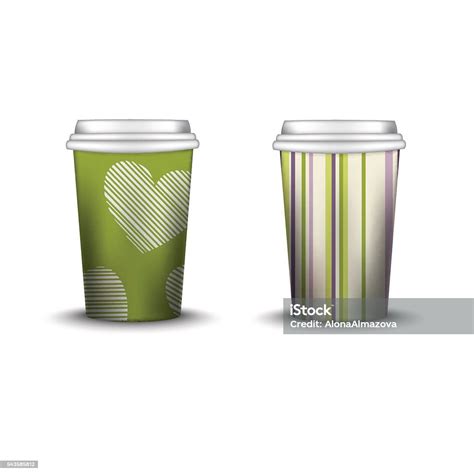 Cangkir Kopi Dengan Pola Template Ilustrasi Vektor Set Takeaway Mockup Ilustrasi Stok - Unduh ...