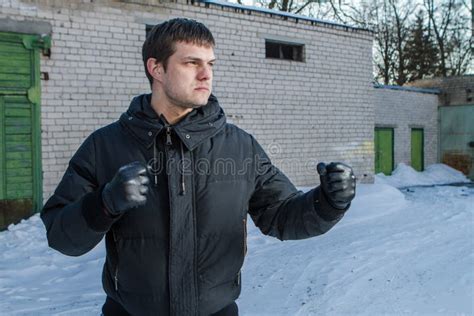 Angry Man Punching in a Street Fight. Stock Image - Image of white ...