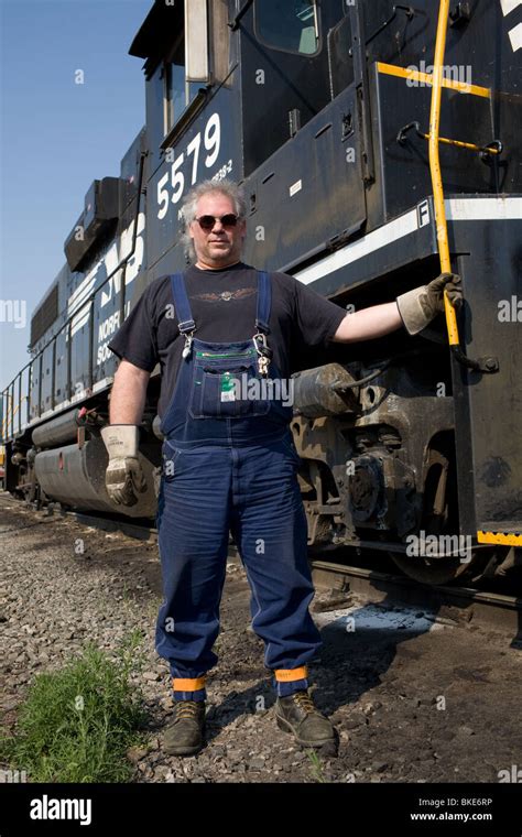 CSX locomotive engineer aka engineman, Hagerstown, Maryland Stock Photo ...