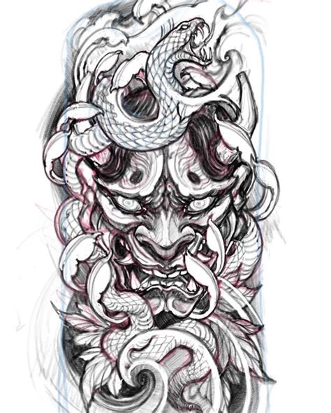 Hannya sketch. #hannya #asiantattoo #asianink #irezumi #drawing #sketch ...