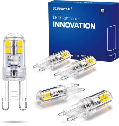 UCINNOVATE G9 LED Light Bulbs, 3W, Replace G9 Halogen Bulbs, 6000K Cool White, AC 110V-120V, Non ...