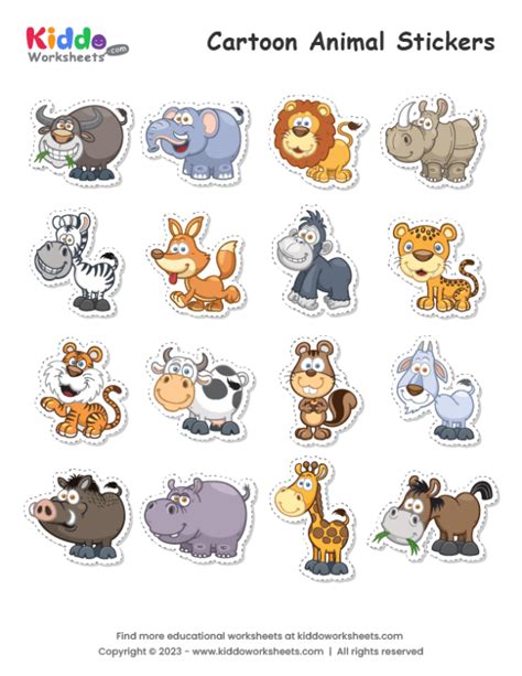 Free Printable Animal Stickers Worksheet - kiddoworksheets