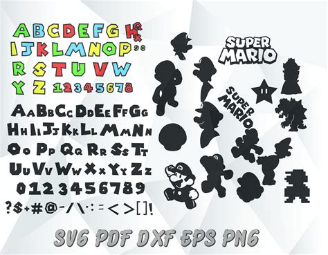 Super Mario Font, SVG Printable Letters, Numbers and Images, Eps, Png, Pdf, Dxf - Etsy Polska