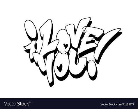 I love you font in graffiti style Royalty Free Vector Image