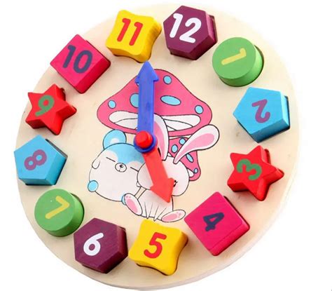 Three dimensional cartoon rabbit digital clock shape matching wooden ...