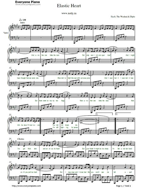 Elastic Heart-The Hunger Games: Catching Fire OST Stave Preview 1-Free Piano Sheet Music & Piano ...