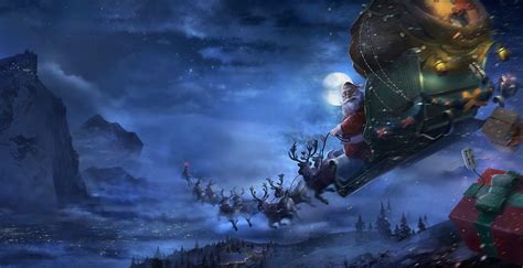 Santa's Sleigh In The Sky Wallpapers - Wallpaper Cave