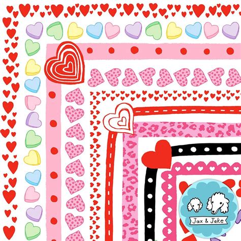 Valentine Clipart Border Set Heart Border Valentine's - Etsy