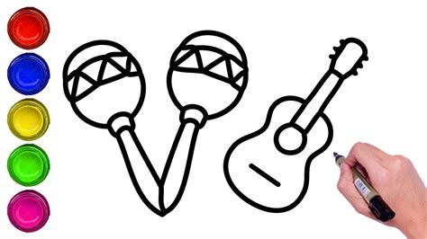 HOW TO DRAW MARACAS, GUITAR AND XYLOPHONE MUSICAL INSTRUMENTS IN EASY WAY AND STEP BY STEP FOR ...