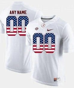 Alabama Crimson Tide Custom US Flag Fashion Jerseys White - Malcom Terry