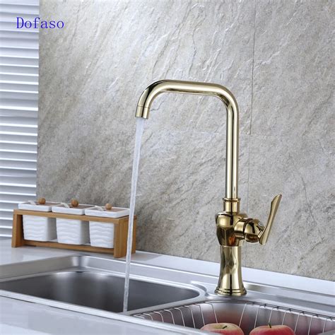 Dofaso luxury antique brass kitchen sink gold faucet Chrome vintage Brass Gold Faucet hot and ...