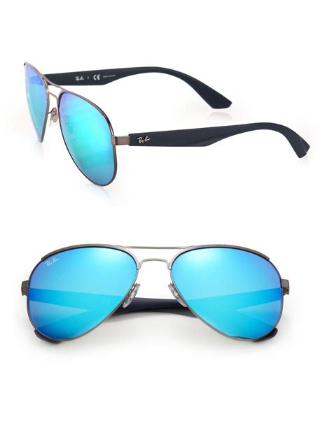 Ray-ban 59mm Highstreet Aviator Sunglasses in Blue for Men | Lyst