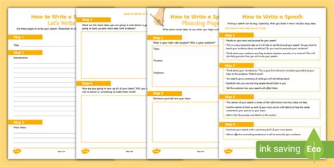 Speech Writing Guide PDF Template | Primary Resource