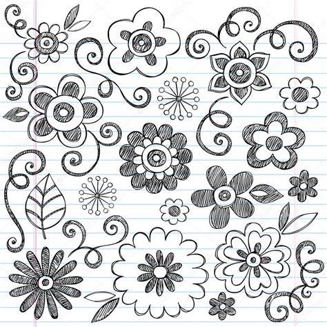 Bloemen schetsmatig notebook doodles vector designelementen vectorafbeelding door © blue67 ⬇ ...