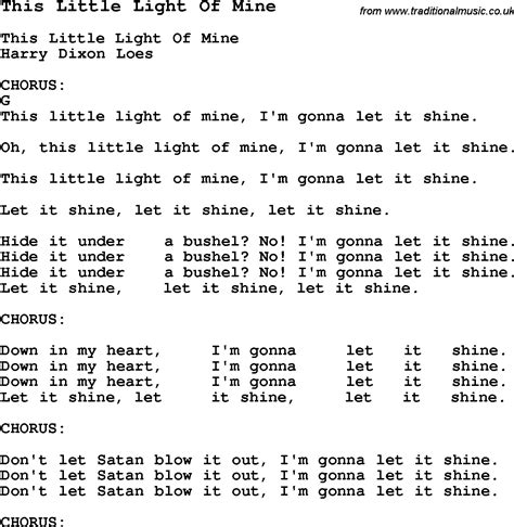 Traditional Song This Little Light Of Mine with Chords, Tabs and Lyrics