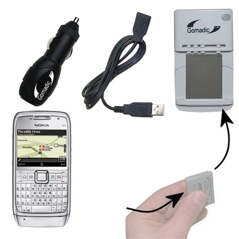 Gomadic Portable External Battery Charging Kit suitable for the Nokia E71 E71x E75 Includes Wall ...