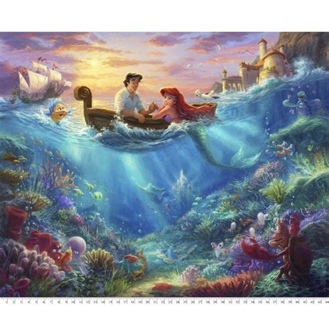 The Little Mermaid Disney By Thomas Kinkade Digital Cotton | Etsy