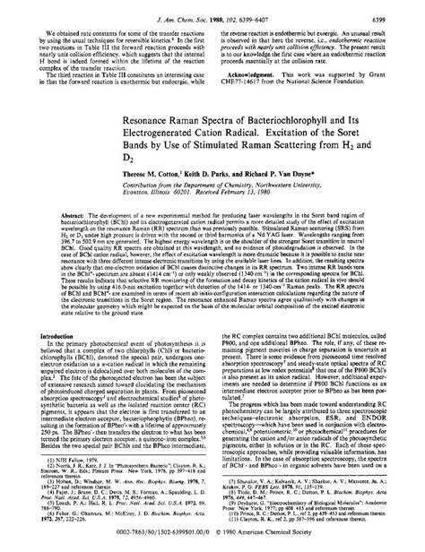 (PDF) Resonance Raman spectra of bacteriochlorophyll and its electrogenerated cation radical ...