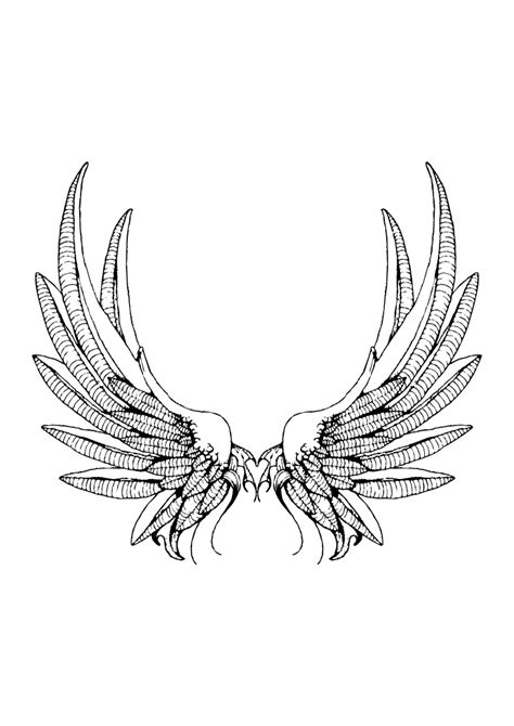 Angel Wings Black and White Clipart Free SVG File - SVG Heart