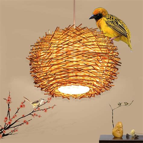LIGHTS FACTORY Unique Hand Made Birds Nest ceiling lamp shade -Twisted Rattan Lamp shade Large ...