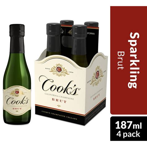 Cook's California Champagne Brut White Sparkling Wine, 4 pk 187 mL Mini ...