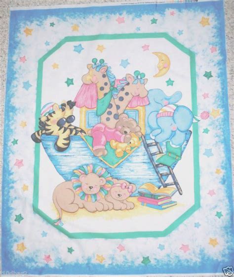 TWO BY TWO NOAH'S ARK FABRIC PANEL cotton BABYquilt top fabric panel PASTELS | Baby quilt panels ...