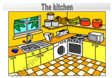 Rooms in the house flashcards: the kitchen - ESL worksheet by Pastanaga