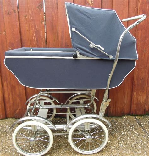 Antique Vintage Baby Stroller Carriage Pram Chrome Fenders Navy Blue | Baby strollers, Baby ...