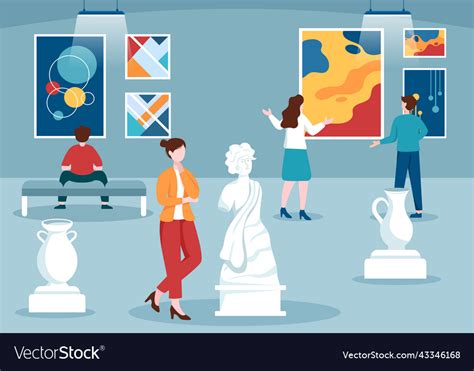 Art gallery museum cartoon with exhibition Vector Image