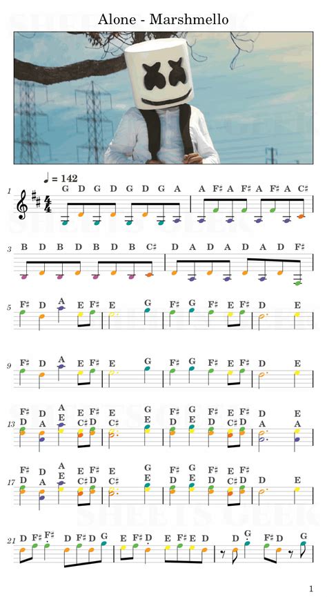 Alone - Marshmello | Easy Sheet Music