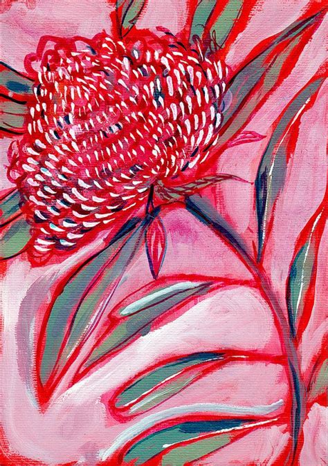 Pink and Red Botanical Study No.1 Archival Wall Art Print Australian Native art prints | Native ...