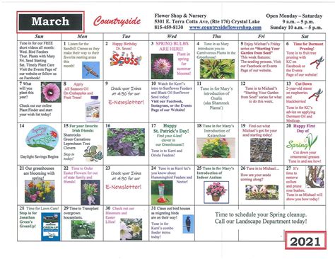 March 2021 Gardening Calendar | Countryside Flower Shop, Nursery & Garden Center