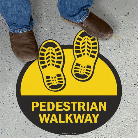 Pedestrian Walkway with Shoeprints Floor Sign, SKU: SF-1057