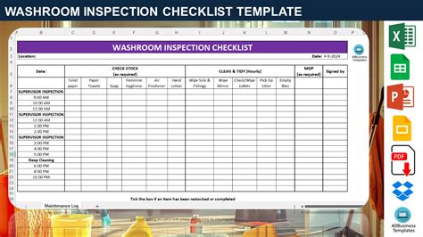 Printable Daily Toilet Cleaning Checklist Excel