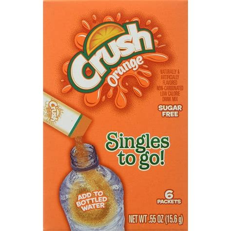 Crush Singles To Go Powder Packets, Water Drink Mix, Orange, Non-Carbonated, Sugar Free Sticks ...