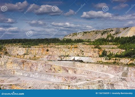 Dolomite Quarry with Mining Equipment. Great Old Quarry for Dolomite Mining Top View Stock Image ...