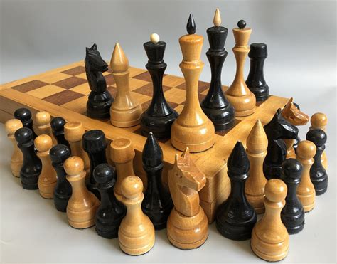 Soviet chess Vintage Extra Large Wooden chess set Chess game | Etsy