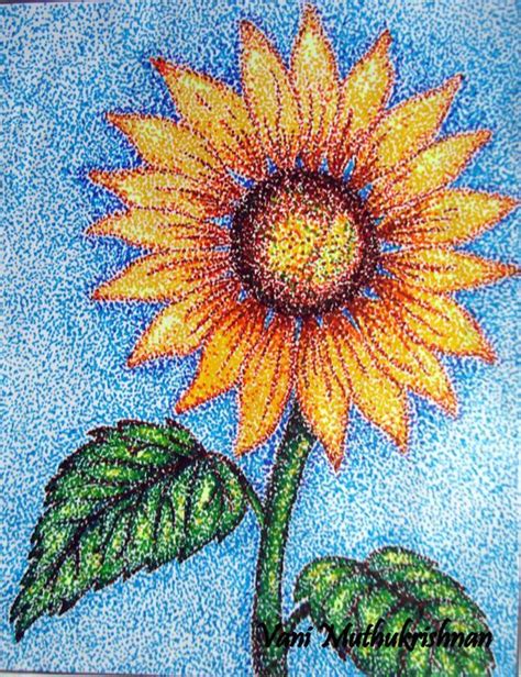 pointillism | Pointillism sunflower Classroom Art Projects, Elementary Art Projects, School Art ...