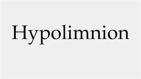 How to Pronounce Hypolimnion - YouTube