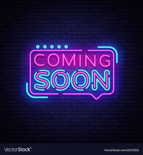 Coming soon neon sign soon badge Royalty Free Vector Image