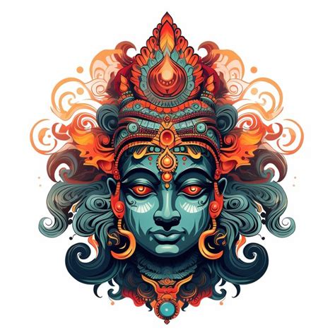 Premium AI Image | illustration of Hindu god tshirt graphic on isolate ...