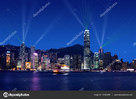 Symphony of lights at Victoria Harbor, Hong kong — Stock Photo © tanatat #131842296