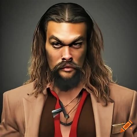 Donkey kong reimagined as jason momoa, wearing a brown tasseled suit ...