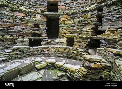 Interior of the Mousa Broch, tallest Iron Age broch and one of Europe's ...