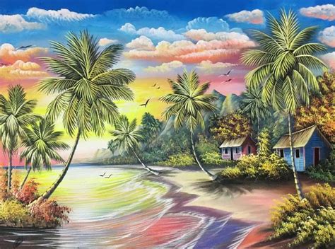 Beach Oil Painting 30x40 - CaribeXpressions Art Gallery | Caribbean art, Oil painting landscape ...