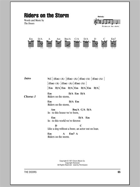 Riders On The Storm by The Doors - Guitar Chords/Lyrics - Guitar Instructor