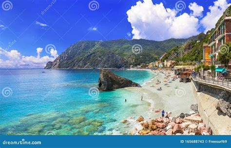 Monterosso Al Mare with Great Beaches, Cinque Terre National Park in Liguria, Italy Stock Image ...