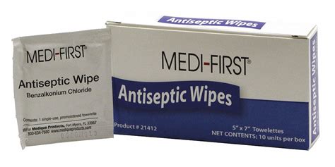 GRAINGER APPROVED Antiseptic Wipes, Wipes, Box, Wrapped Packets, 0.5 oz, PK 10 - 483T76|21412 ...