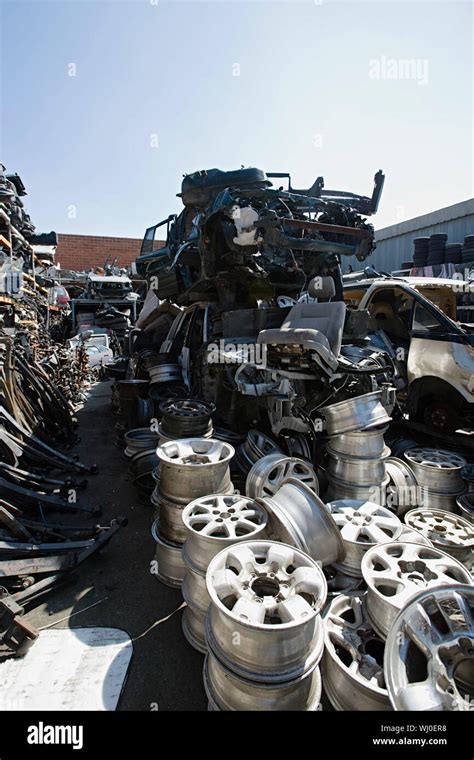 Car parts in Junkyard Stock Photo - Alamy