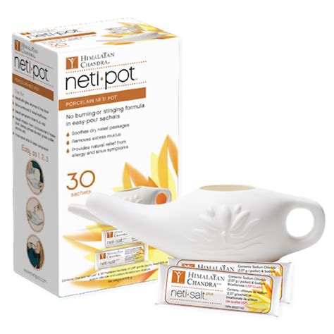 Neti Pot Porcelain with 30 Salt Packets 1 Unit , made by himalayan ...